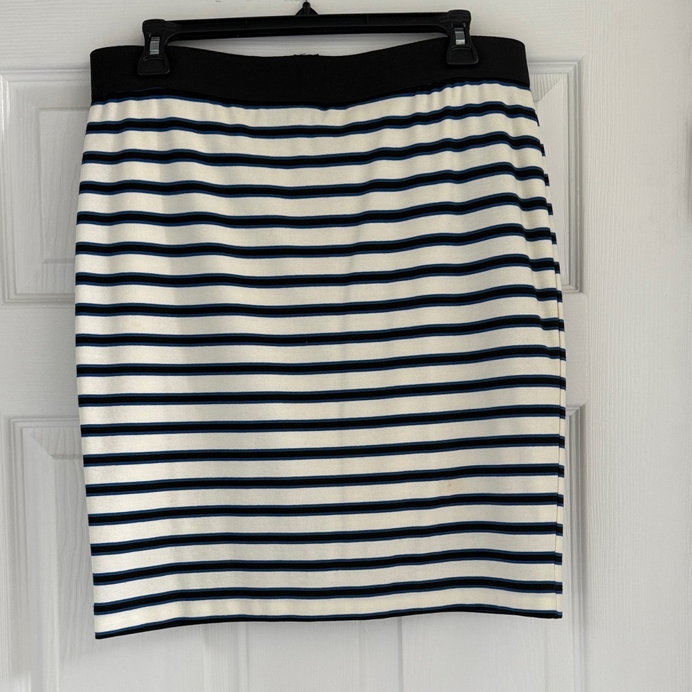 Karen Kane Black and White Striped Pencil Skirt